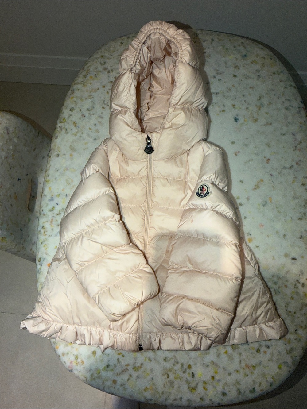 Moncler Kids Light Pink Hooded Quilted Puffer Coat